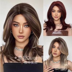 red brown curly hair wig